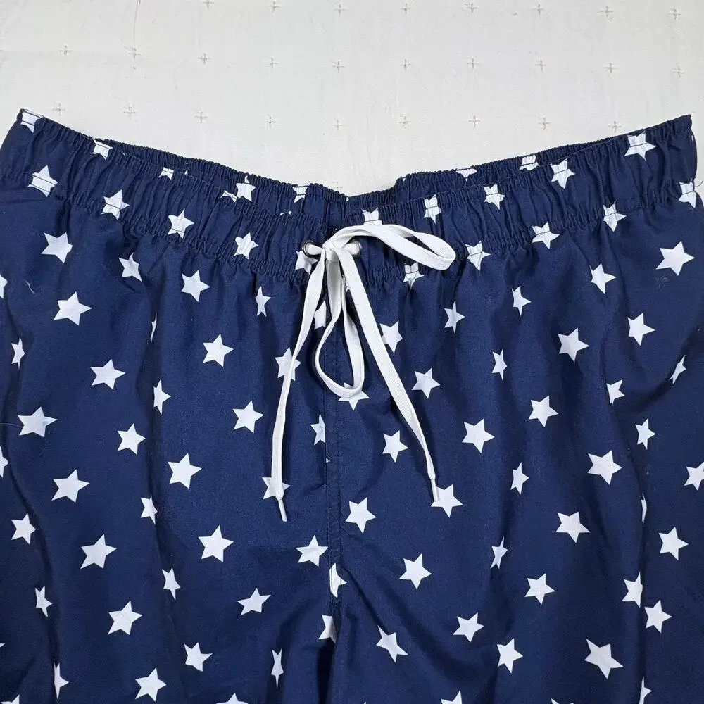 Peyton & Parker Patriotic Swim Trunks Men's XL Blue Stars 4th of July Pool Beach